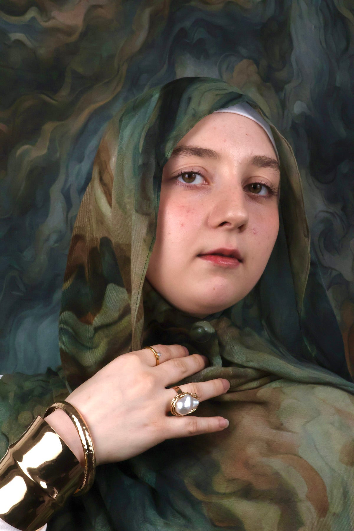 Jade Sépia | green autumn modal hijab